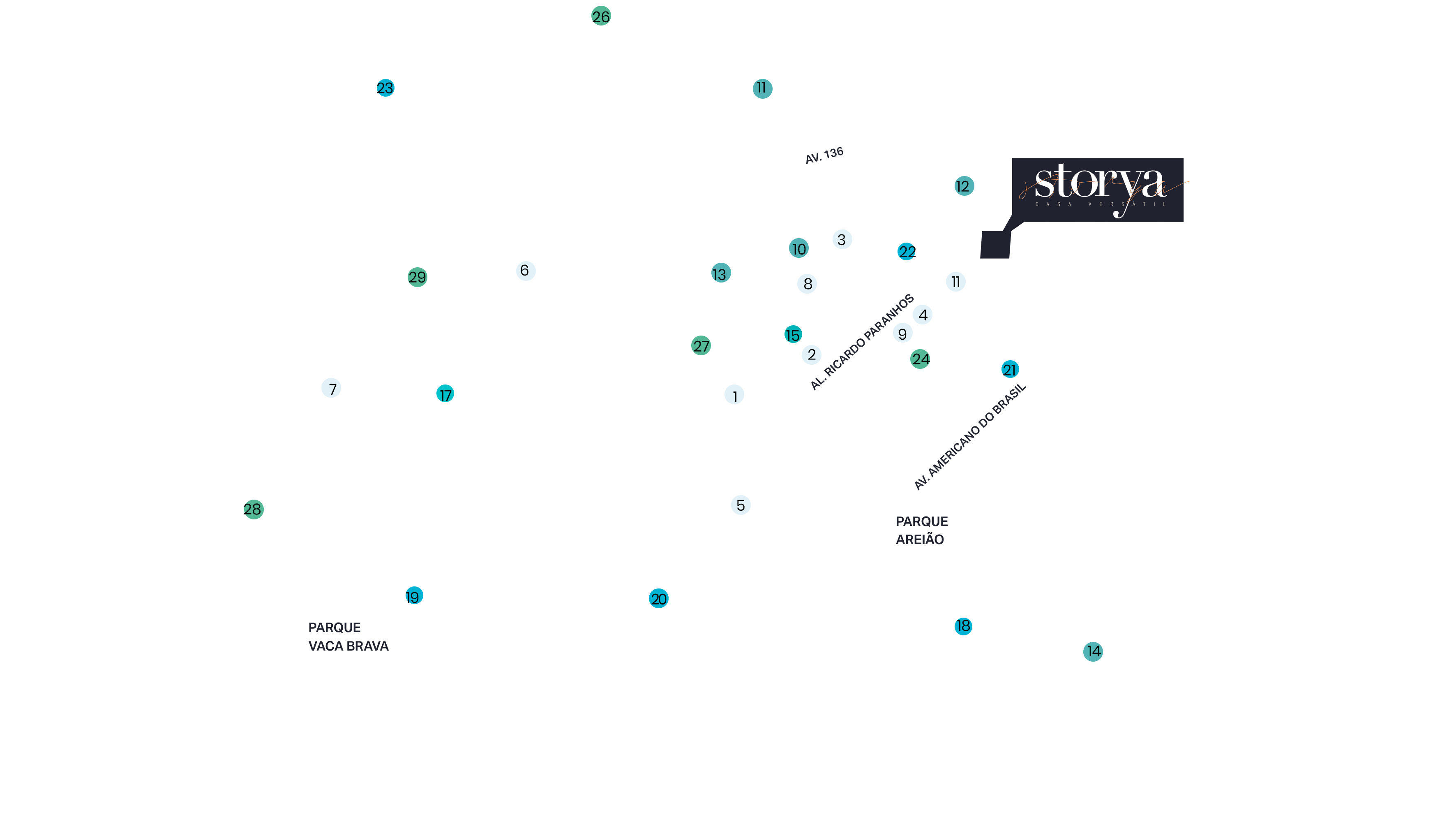 Mapa de localização do Storya no Setor Marista, Goiânia